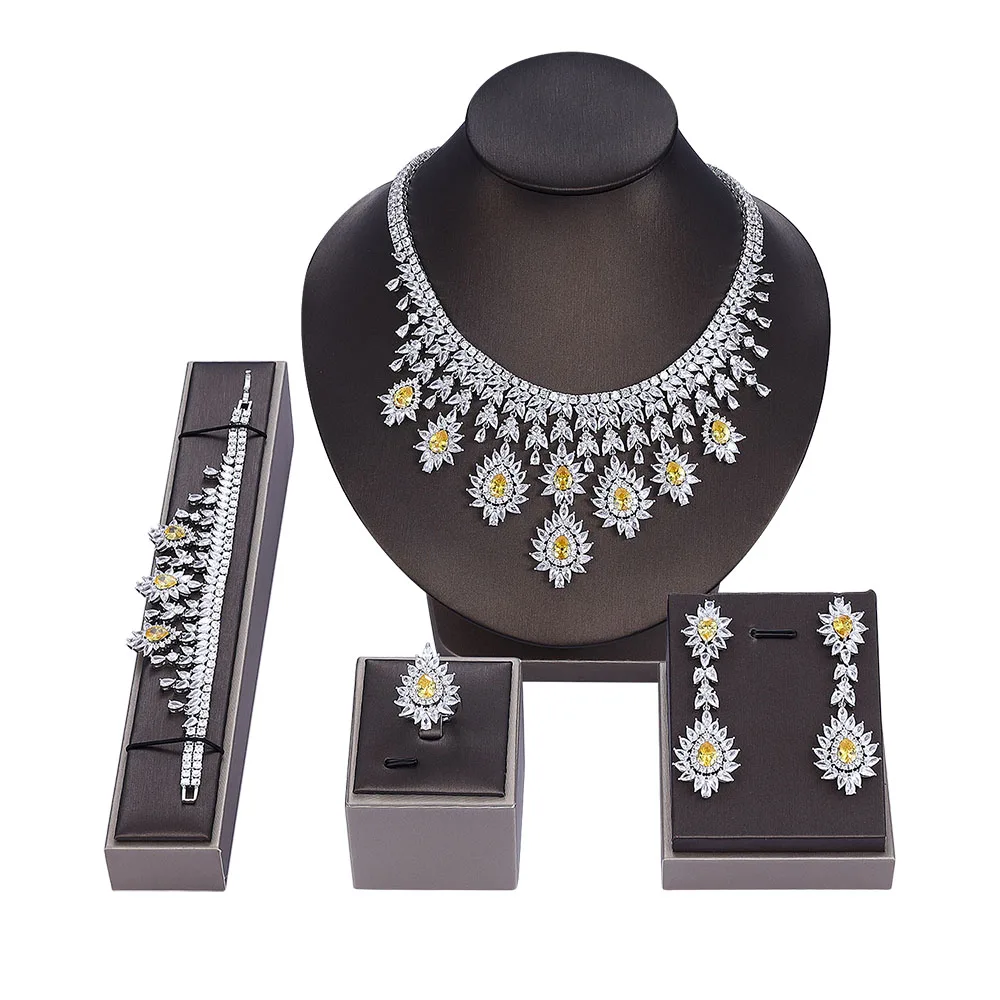 Luxury Trendy Waterdrop Statement Saudi Arabia Jewelry Set For Women