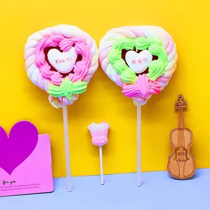 Heart-Shaped Lollipop Creative Baking Fruity Marshmallow Gummy Roll Children's Favourite Candy Snacks in Bulk for Wholesale