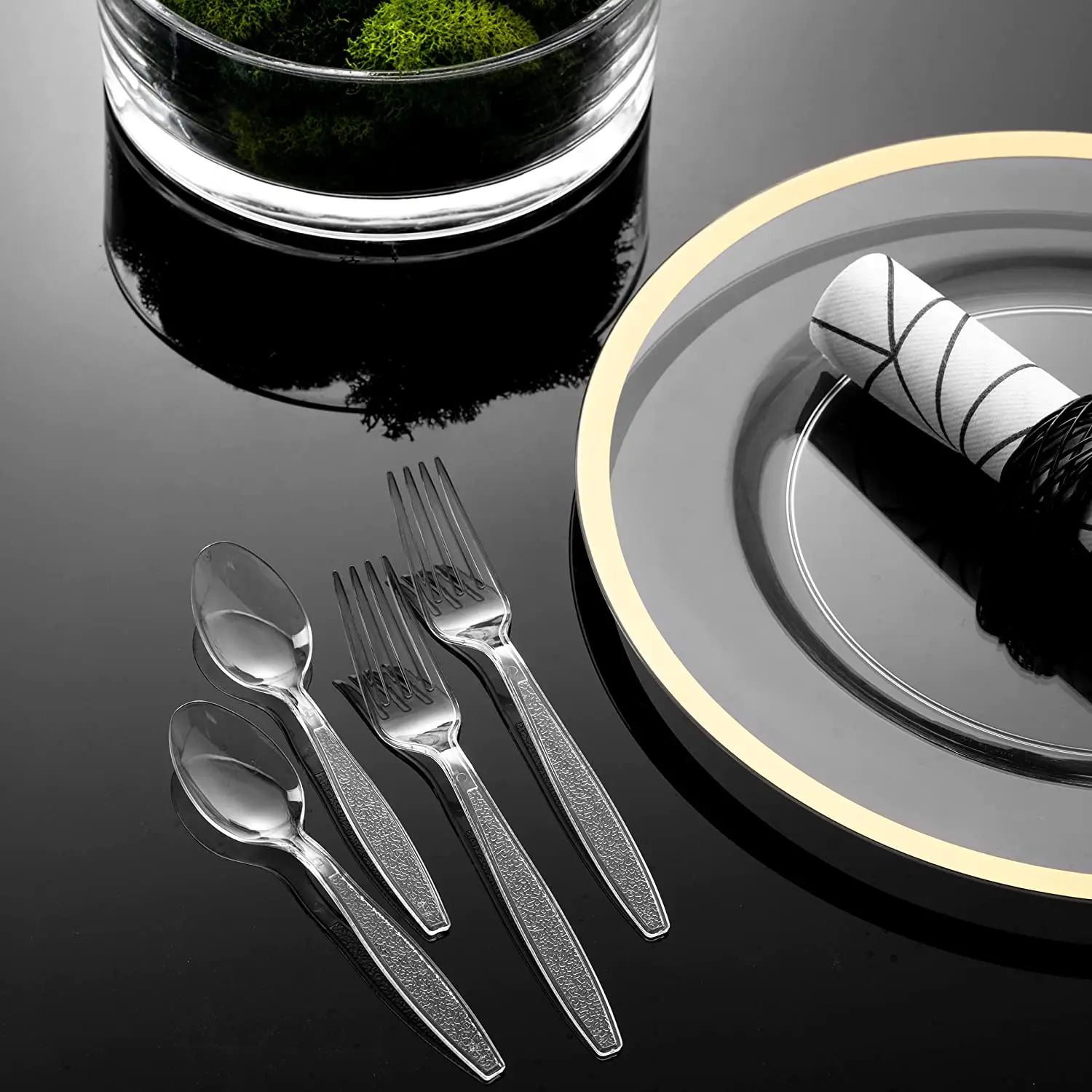 Healthy Plastic Clear White Black Heavyduty Disposable Plastic Fork
