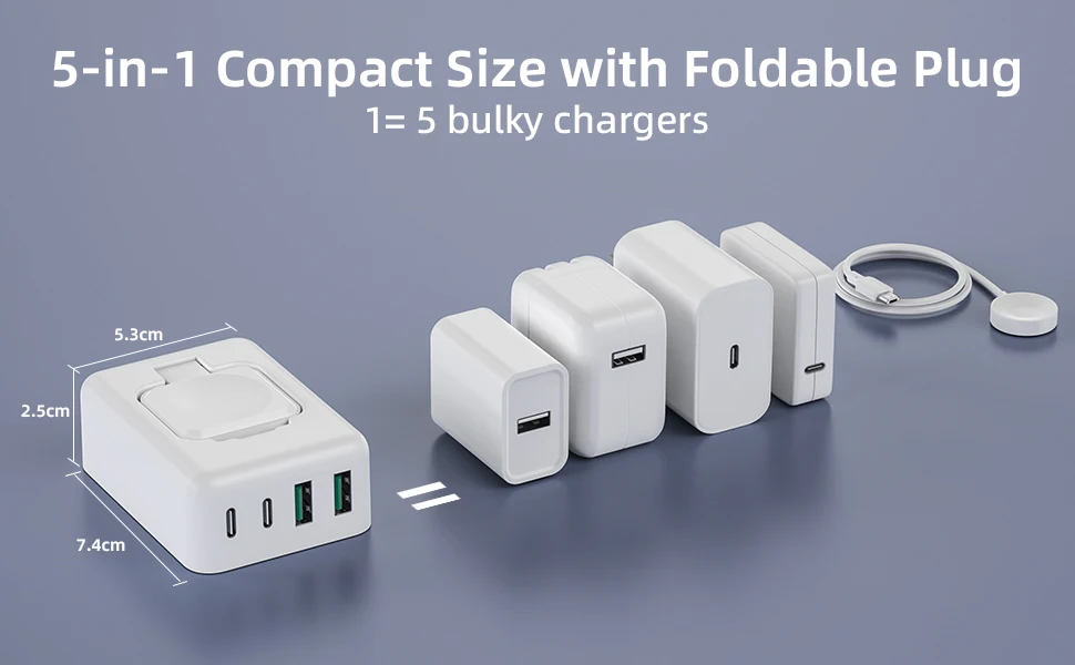 Usb C Charger With Foldable Magnetic Wireless Dock For Apple Watch_voghion.com