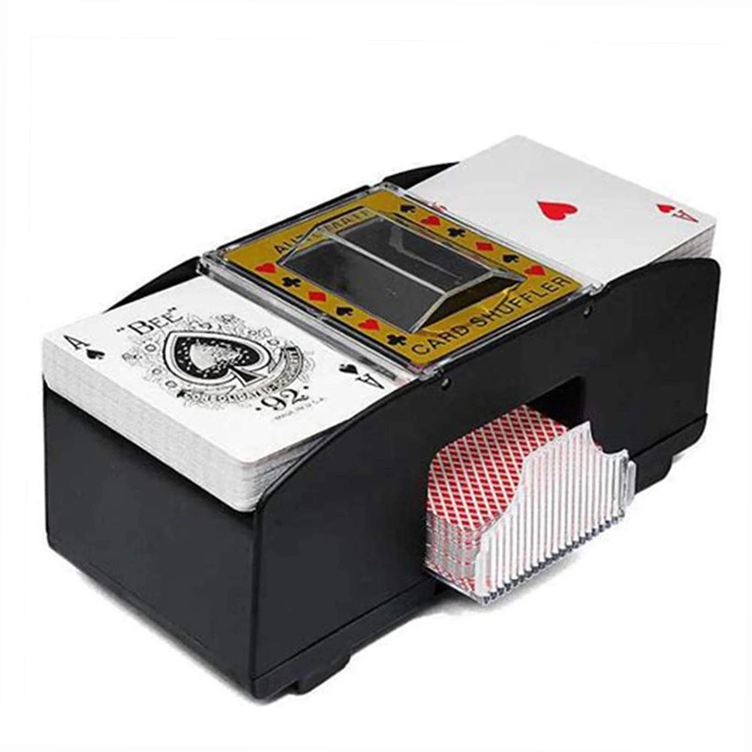 Portable 2-Deck Automatic Card Shuffler Playing Cards Sorter and Dispenser for Home or Travel Made of Durable Plastic Metal