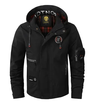 Unisex XL Size Windbreaker Jacket Men's Waterproof Hooded Windproof Sleeve Zipper Pocket Breathable Spring Fall Outdoor