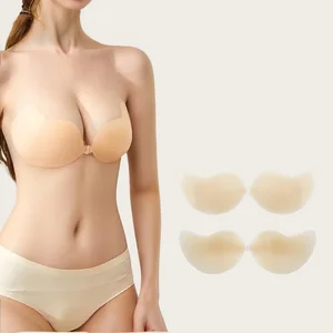 Women's Ultra-Thin Silicone Bra Strapless Backless Push-up Wedding Style Mango Shape Design OEM Seamless Cup Adhesive Invisible
