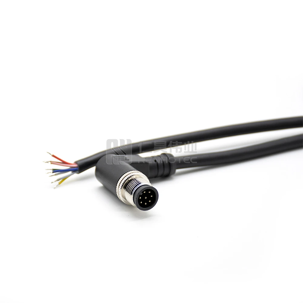 8 Pin Din 90 Degree Male Plug A-code M12 8 Pin Extension Cable For