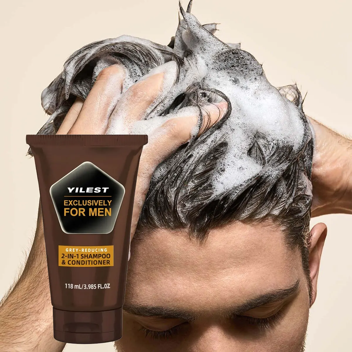 Haihe Customized Men Gradual Grey-Reducing Natural Plant Extracts&Oil Healthy 2-In-1 Shampoo& Conditioner