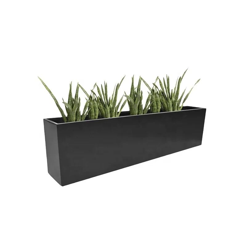 Black Fibreglass Rectangular Trough Planter