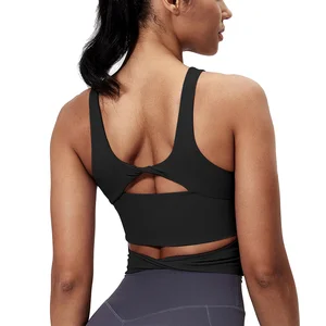 Quick-Dry Breathable Neoprene High Support Nude Feel Women's Cross Back Sports Bra Yoga Fitness Running Top Underwear
