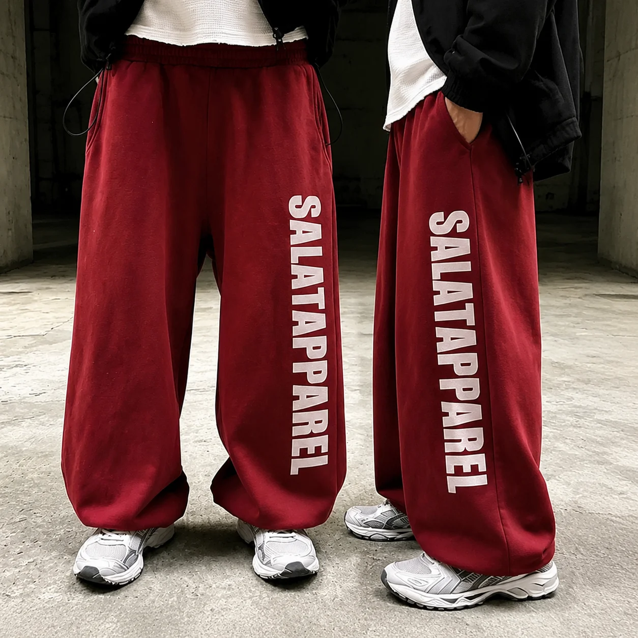 Custom 500GSM Elastic Waist Cotton Fleece French Terry Straight Wide Leg Oversized Heavyweight Sweat Pants Baggy Sweatpants Men gallery 2
