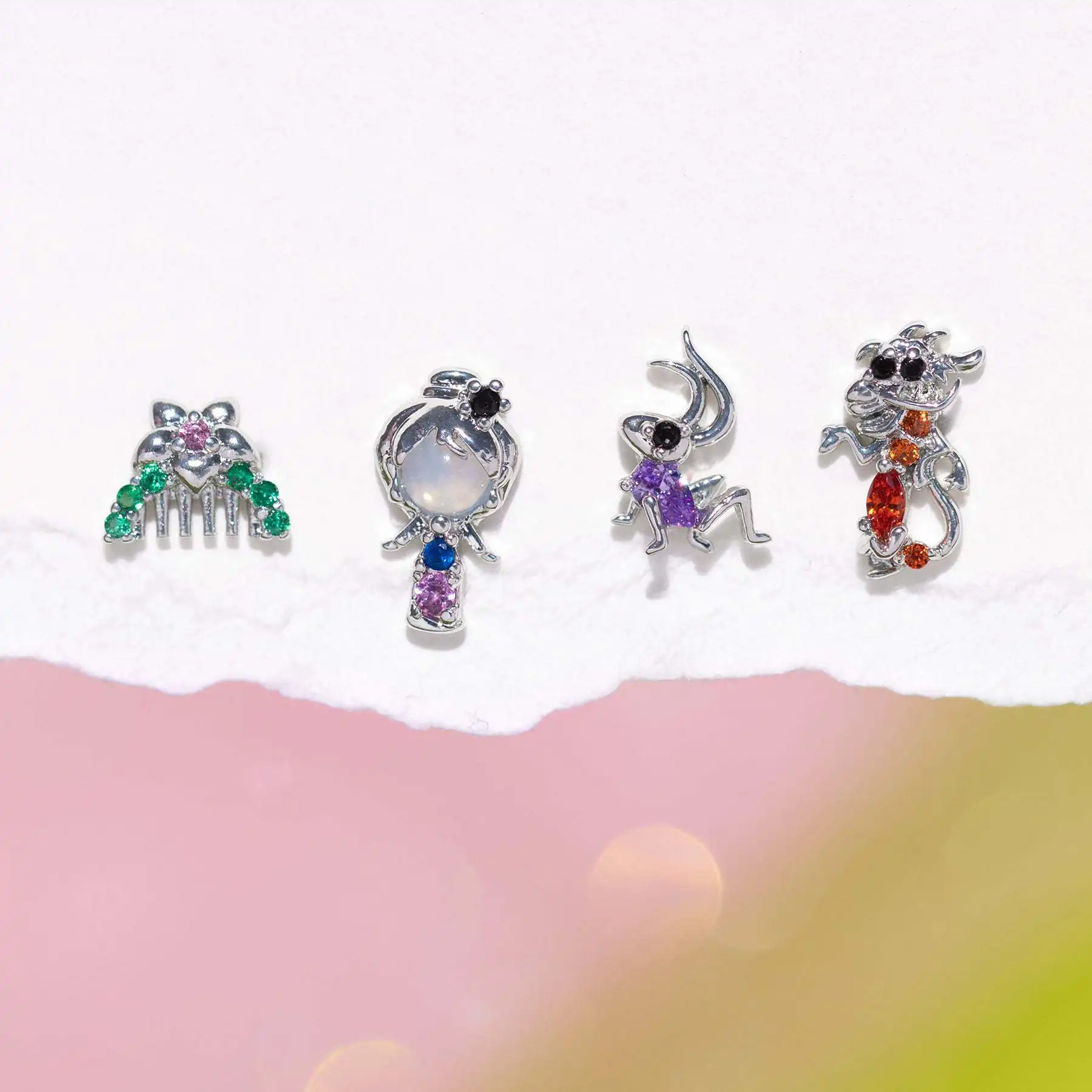 OT EW 925 Silver eedeedle et arrings reareative arartoon haricro nnset or  olor irirconium Nimal ar tud| Alibaba.com
