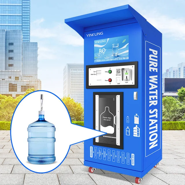 Fully Automatic Unmanned Water Vending Machine Reverse Osmosis Street Community Coin Water Machine for Pure Water Purifier
