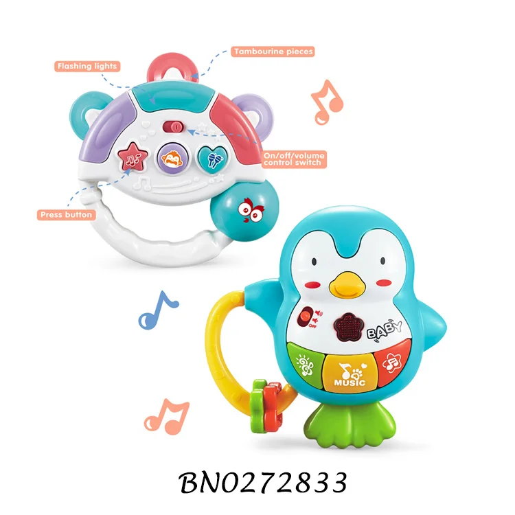 ABS Качество 2 шт Прекрасный Подарочный набор футболок для детей, погремушки игрушки набор музыка функция светового сигнала