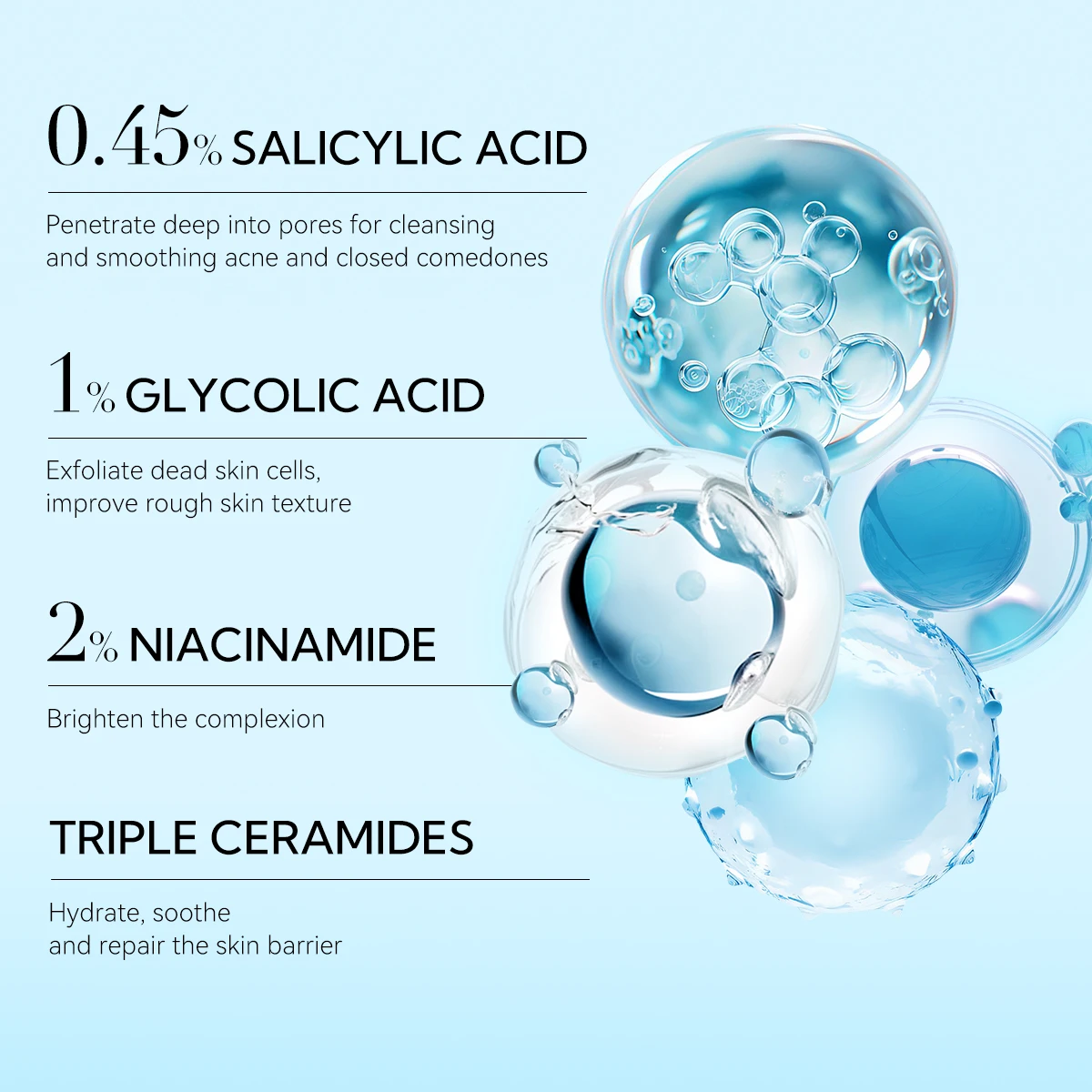 Lanbena Private Label Cleanser Face Wash for Women Whitening Acid Facial Cleanser factory