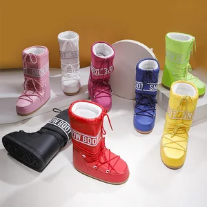 Knee-High Snow Boots 2026 Winter Ski Space Boots High Tube Warm TPR Outsole Thick Sole Lightweight Nylon Upper Unisex Toe Boots