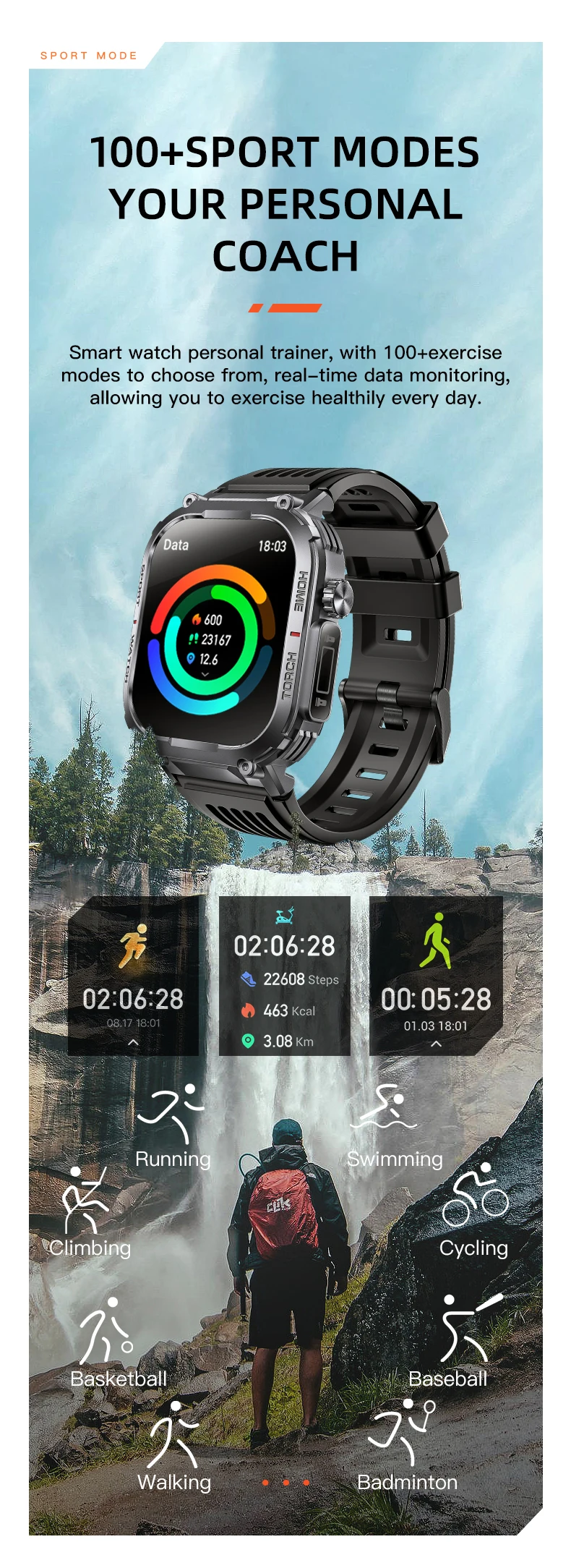 If you are searching for a supplier of a product with perfect quality control and highly competitive prices, which gives you an advantage in expanding your local market, then contact us now!  Competitive suppliers of  2026 Outdoor Sport S320B Smart Watch With Flashlight 2.02inch BT Call 30M Waterproof 400mah Fitness Tracker Smartwatch for Men
