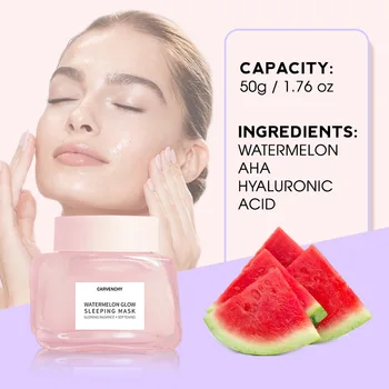 Wholesale Watermelon Sleeping Mask Organic Hyaluronic Acid Hydrating Moisturizing Improves Skin Color Facial Skin Care Cream