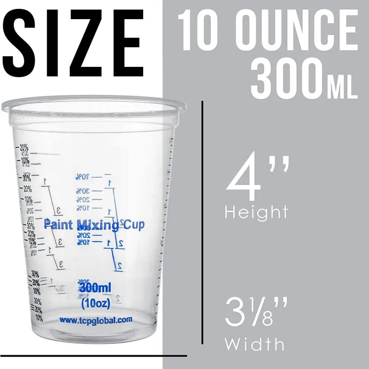 Clear Graduated Plastic Paint Mixing Cups For Paint,Resin,Epoxy,Art