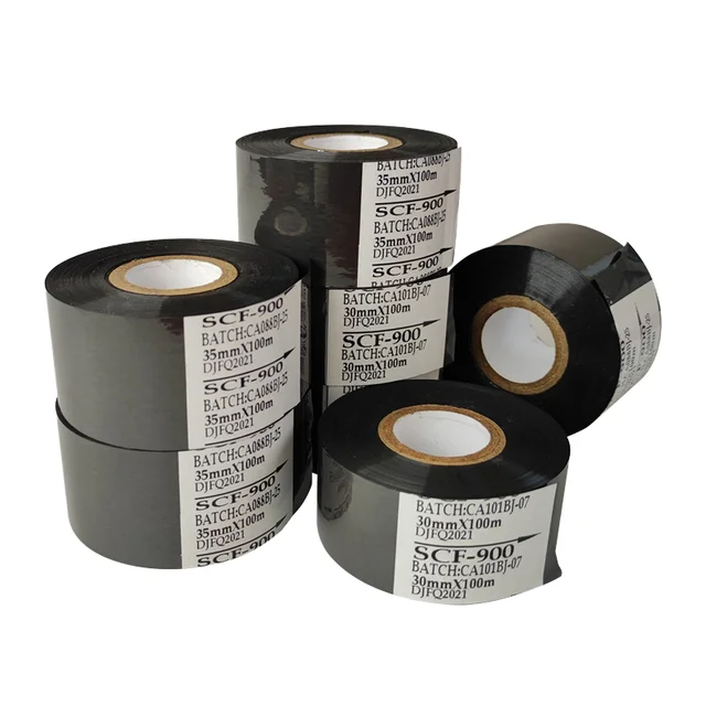 SCF900 35mm*100m Black Coding Machine Ribbon Suitable for HP241B HP241G HP501 Hot Coding Machine Carbon Ribbon Packaging Machine 4