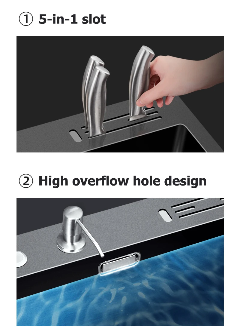 Smart Sink Ultrasonic Kitchen Black Sink Vegetable Dishwasher Washing