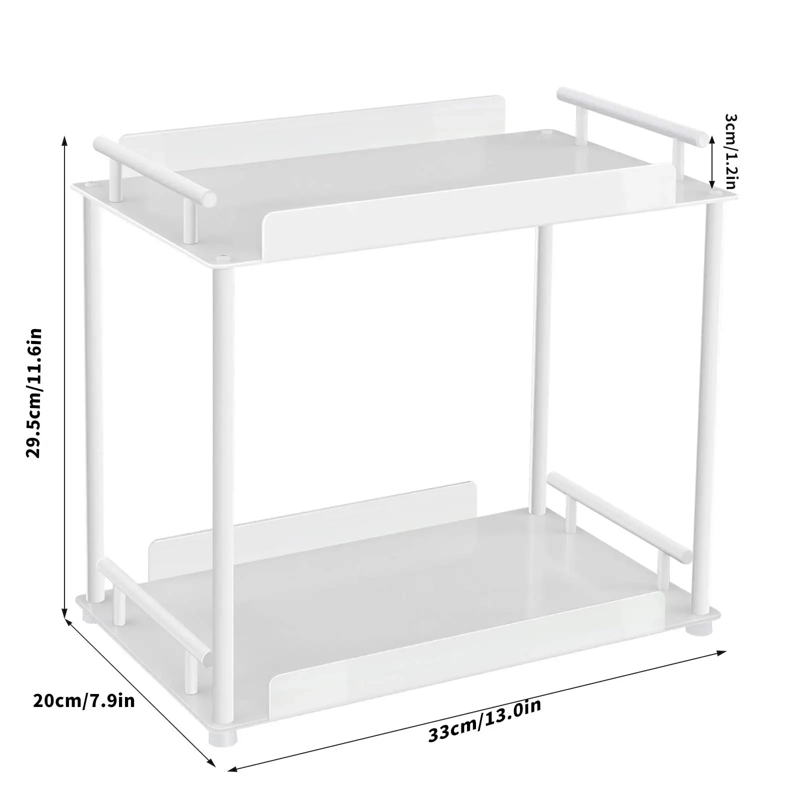 2-Tier Bathroom Countertop Organizer Vanity Tray Cosmetic & Makeup Storage  Kitchen Spice Rack Standing Shelf, White