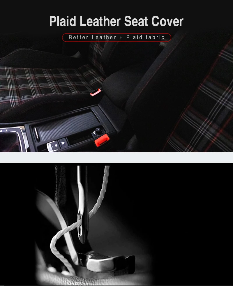 Car Seat Cover Pvc Leather With Vw Mk7 Clark Tartan Plaid Gtd Gte Gti