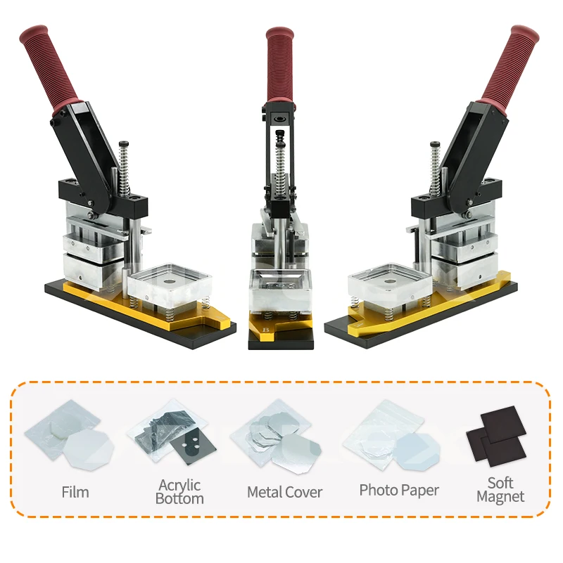 Square Magnetic Badge Maker Machine Name Badges Print Pin Machine Badge Cutter Machine