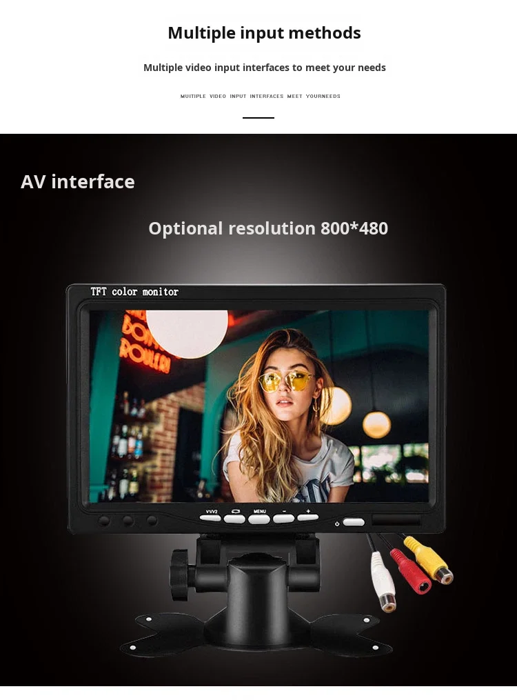 7 Inch Industrial Monitor Wall Mounted IPS Display Screen VGA AV TFT Plastic Small LCD Display Mini Monitor