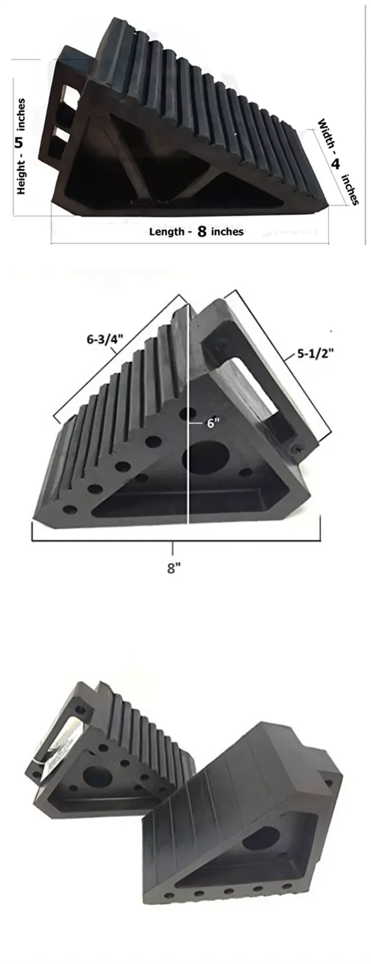 Rubber Car or Truck Wheel Chock, Parking Curb Wheel Stopper