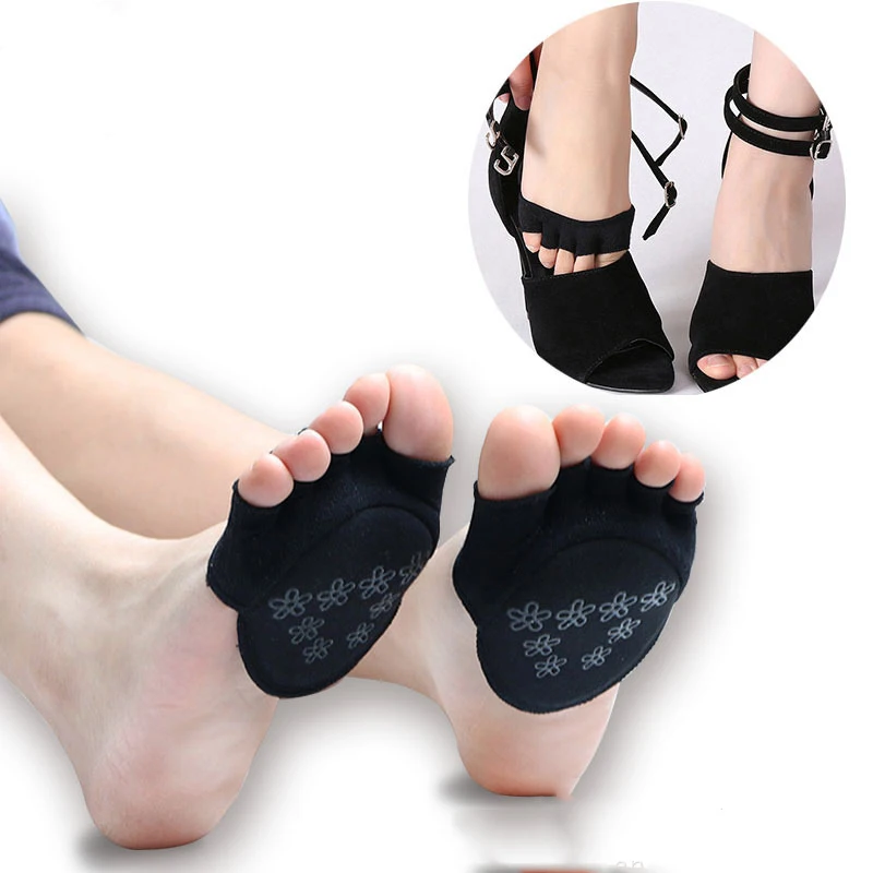 Women Girls Non Slip High Heels Sandal Invisible Half Footie Open Toe Socks B 
