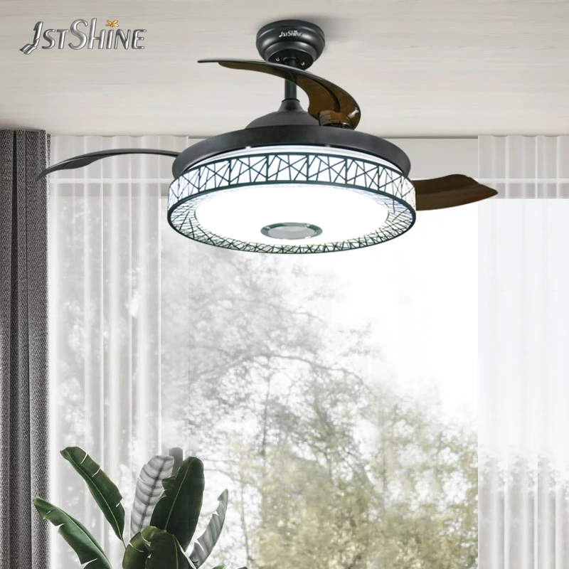 1stshine commercial modern design color led light ceiling fan 42 inch modern ceiling fan with lamp hidden blades