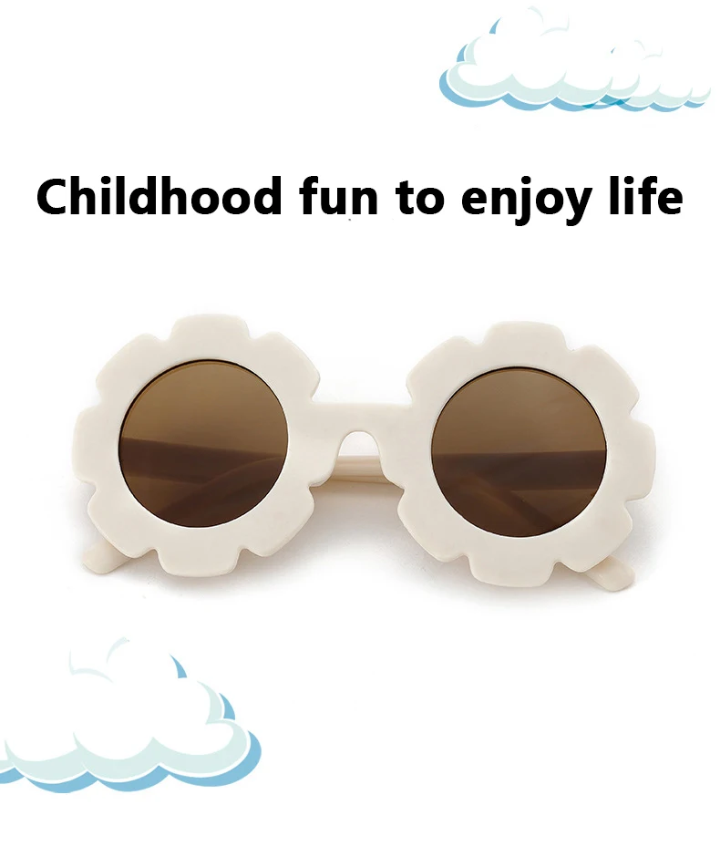 Wholesale New Sun Glasses Lovely Sunflower Round Frosted Frame Custom