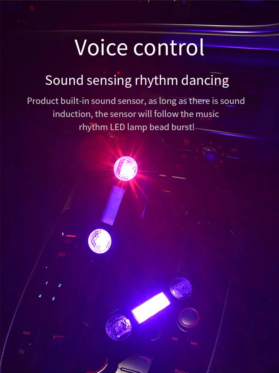 LED RGB Car Atmosphere Lamp USB Wireless Lamp Roof Star Light Multiple D88 Automotive Interior Ambient Decorative Party Lights