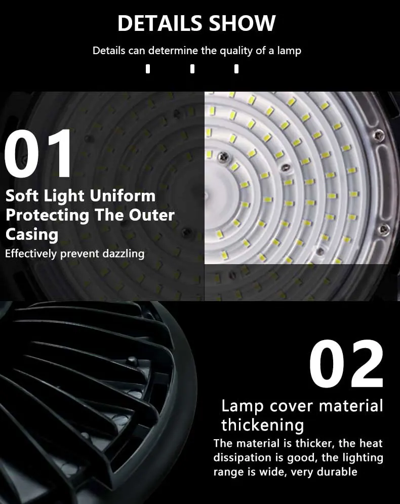 Holymir Industrial Led Lighting 100w 150w 200w 240w Hyperlite Ufo High Bay Cover Led High Bay