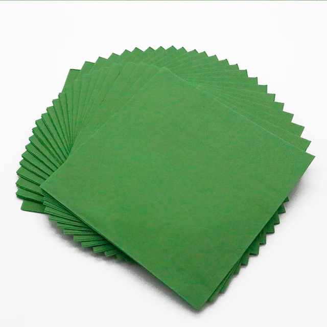 High Quality Dinner Disposable Emerald Green Dyed Paper Napkins Full Embossing Paper Napkins