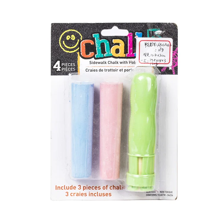 3 шт. Jumbo моющиеся Мел нетоксичные тротуаре мелки набор с держателем для искусства живопись на доске игр улице
