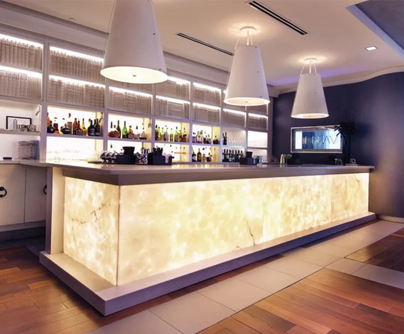 Led Counter Decoration Modern White Marble Top Led Light Decoration Night Club Restaurant bar ...