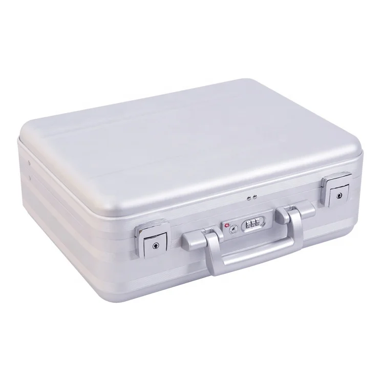 Silver Smooth Aluminum Alloy Briefcase for Business & Metal Tool