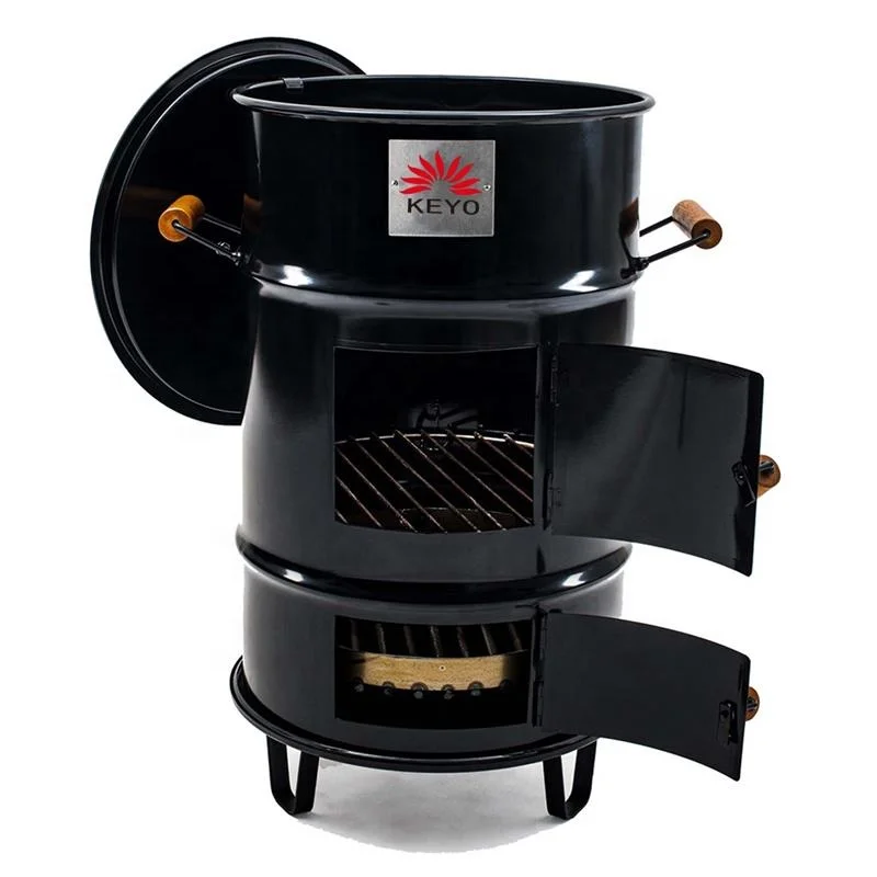 Outdoor Vertical Parrilla Coctel Al Barril Cilindro Ahumador De Carne