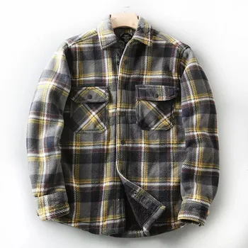 OEM Manufactures High Quality Big Size Sherpa Flannel Jacket Plaid Heavyweight Lined Flannel Winter Jacket for Men