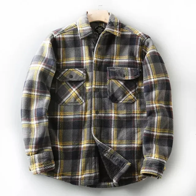 OEM Manufactures High Quality Big Size Sherpa Flannel Jacket Plaid Heavyweight Lined Flannel Winter Jacket For Men