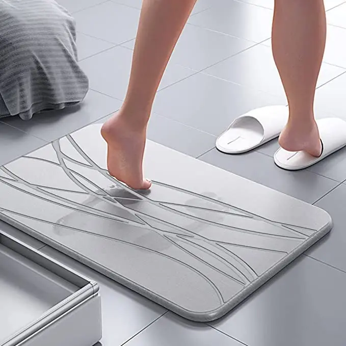 Hot Selling Diatomaceous Earth Bath Mat Nonslip Engraved Stone Bath Mat Super Absorbent Quick