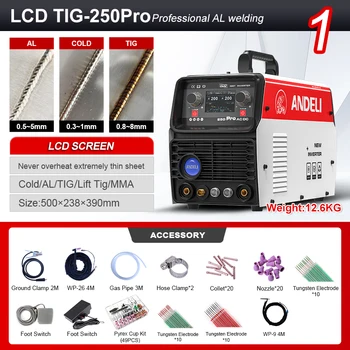 TIG-250G PRO ANDELI 100V/200V 160A 良かっ TIG溶接機 TIG/アーク溶接/COLD/CLEAN/