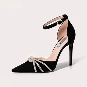 New Summer Black Elegant High Heels Sexy Pointed Thin Heel Sandals Style Women Sling-back  Work and Daily Life