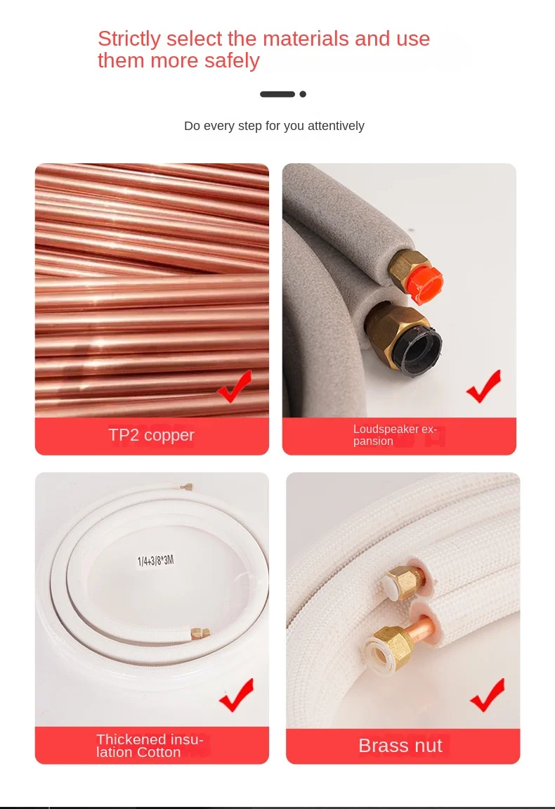 Factory Price Split Unit Air Conditioner Connecting Pipe Installation Kit Insulated Copper Tube