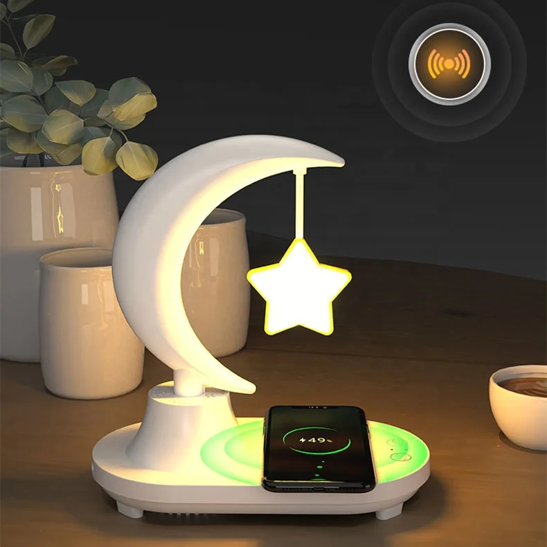 2022 Новое поступление портативное беспроводное зарядное устройство BT Колонка прикроватные светодиодные ночные светильники перезаряжаемые настольные лампы умный дом гаджет