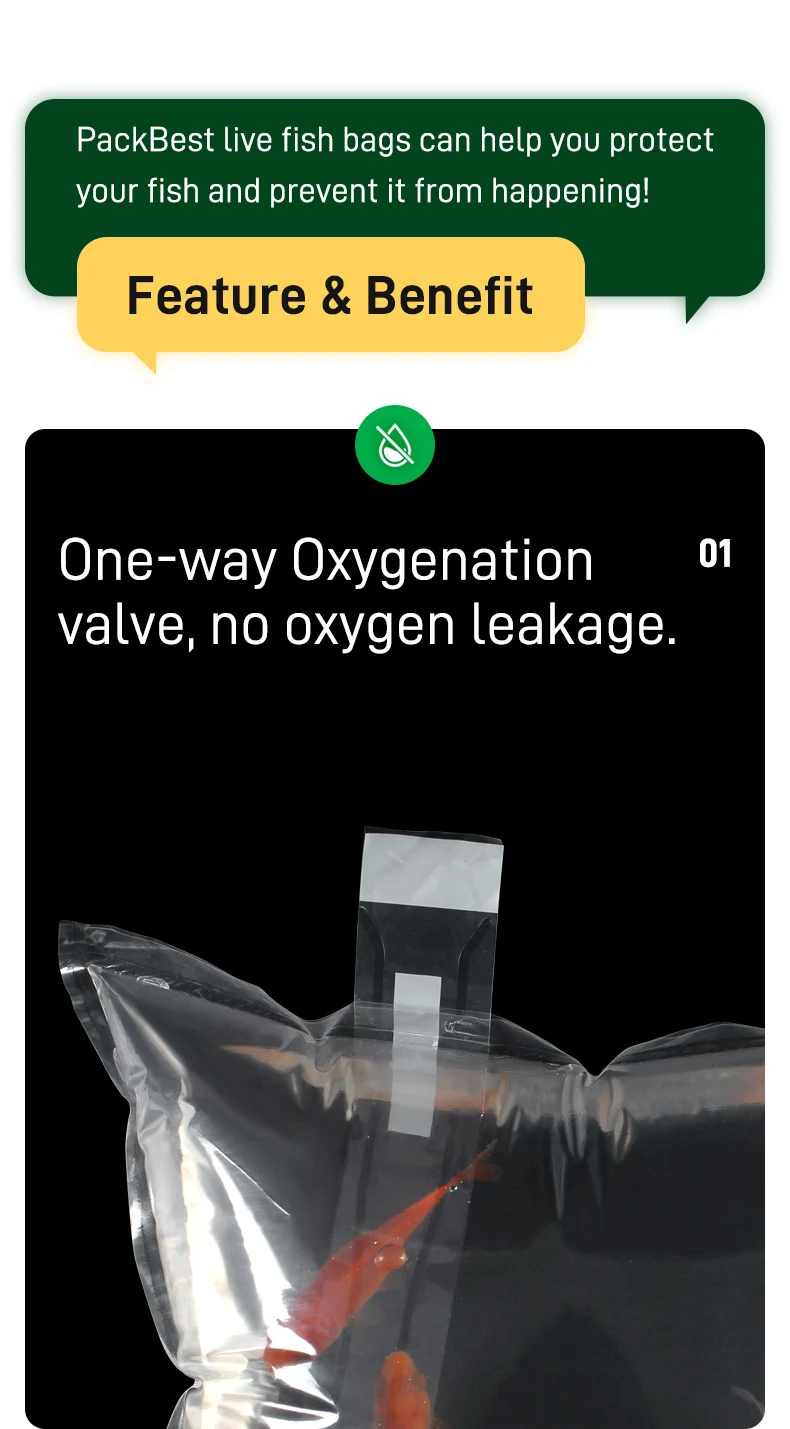 Fresh Fish Inflation Fresh Fish Shipping Plastic Bag - Air Inflation for Live Transport