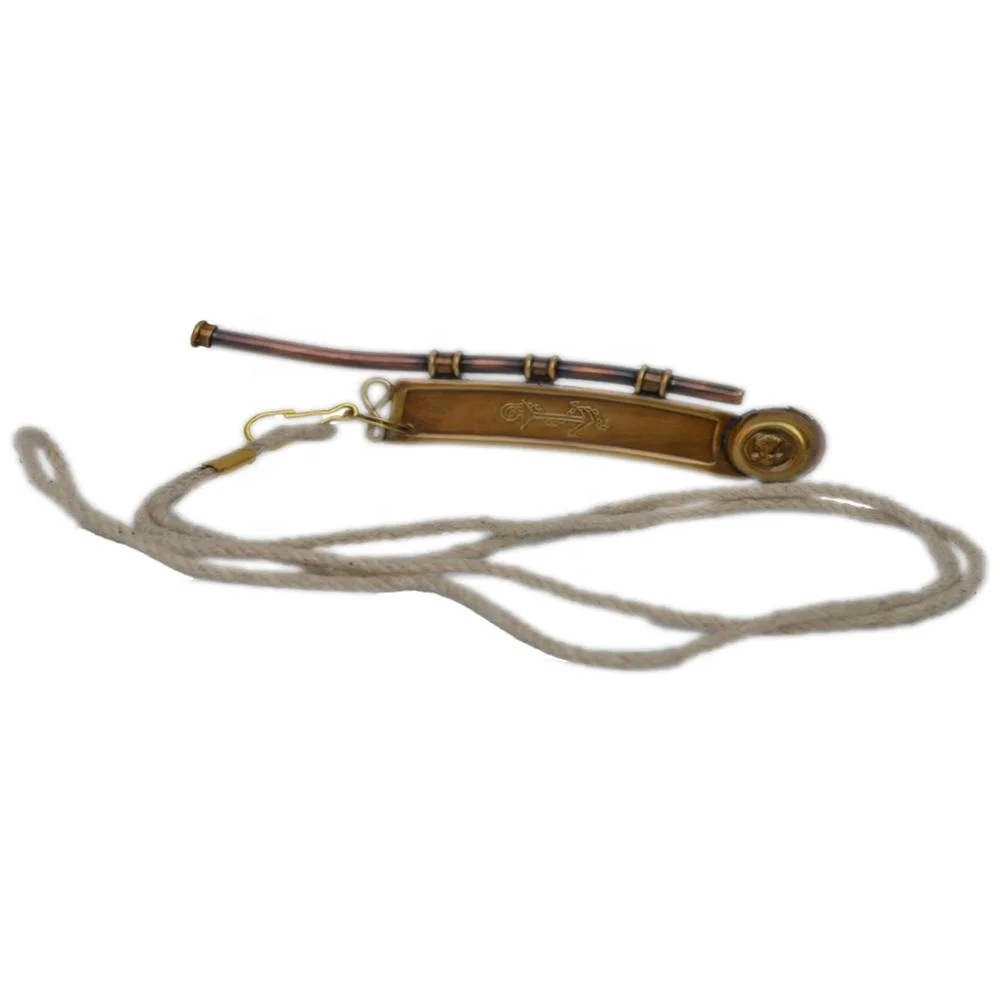 Shiny Brass Metal Boatswain's Whistle with Chains Decorative Design Brass Metal Design Metal Whistle With Chains for Sailor Man