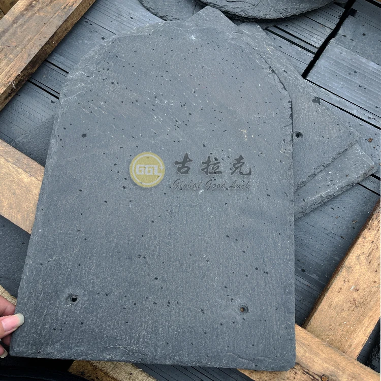 Natural stone black slate low calcium unfading roofing roof slate tile smooth surface tile factory