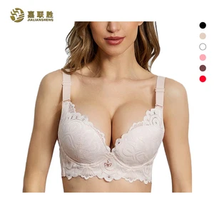 New Design Wholesale Custom Logo Plus Size Breathable Body Shaping With Adjustable Shoulder Straps Push-up Lace Bra for Women