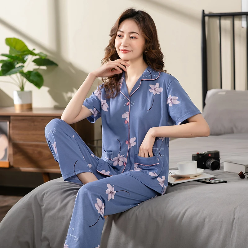 Купить пижаму женскую хлопок с брюками. Корейская пижама. Пижама хб женская. Пижама с листьями. Пижама с листочками.