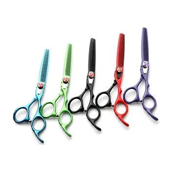 6.0 Inch Salon Hairdressing Scissors Purple/Black/RedGreen and blue Thinning Cut Hair Shears for Haircut